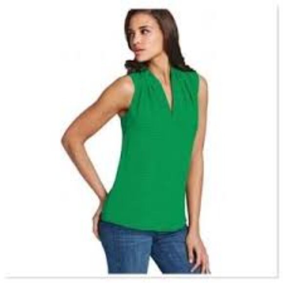 CAbi #124 Printed Business Blouse in Kelly Green - Picture 12 of 16